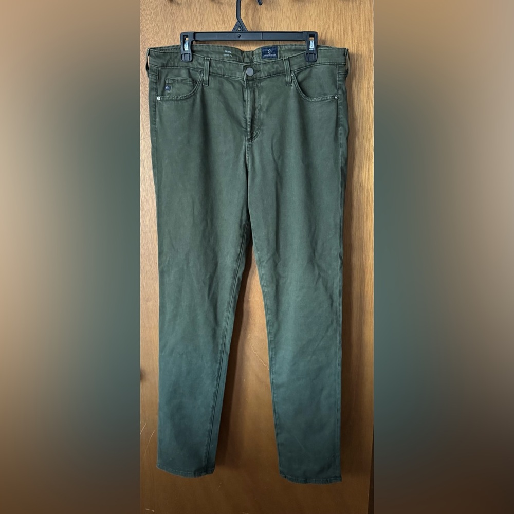 AG Prima green sateen cigarette leg jeans size 33